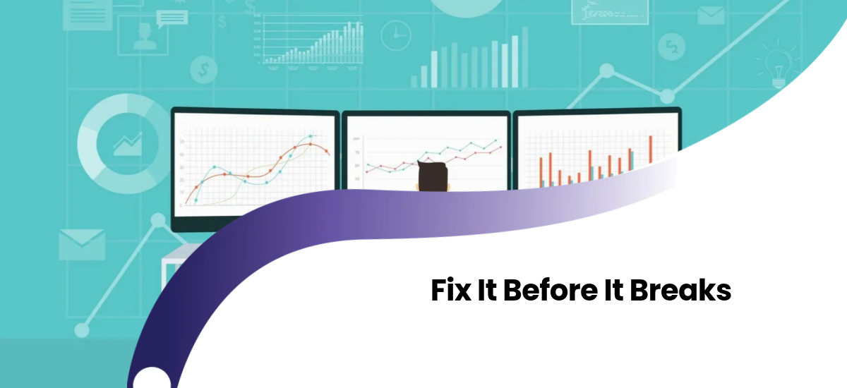 Proactive monitoring dashboard with trend chart, disk forecast and early warning alert